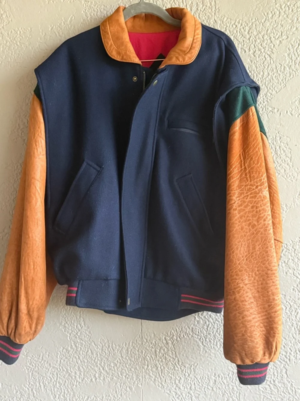 Vintage Gant Colorblock Wool Varsity Jacket Leather Sleeves - Picture 3 of 15